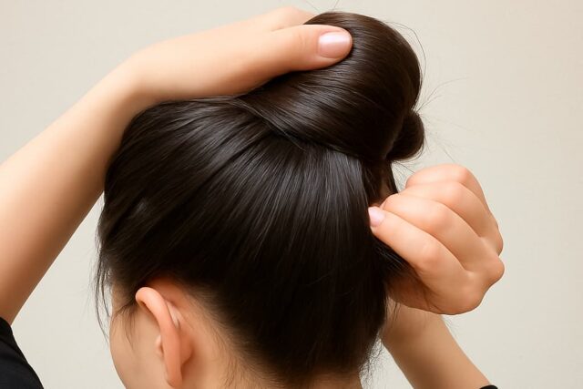 「お団子」ヘア（シニヨン）