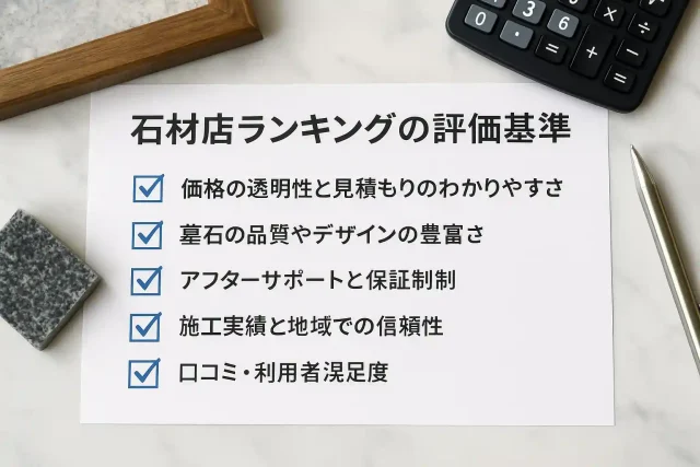 石材店ランキングの評価基準