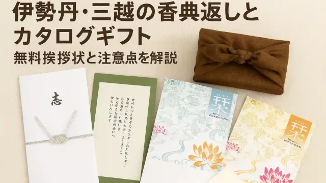 伊勢丹・三越の香典返しとカタログギフト 無料挨拶状と注意点を解説