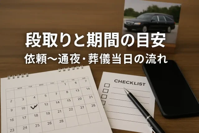段取りと期間の目安 依頼〜通夜・葬儀当日の流れ