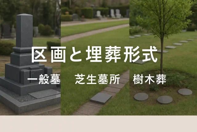 区画と埋葬形式 一般墓・芝生墓所・樹木葬